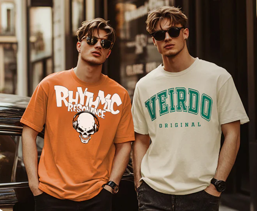 Model wearing t-shirt